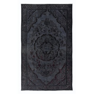 Handmade Turkish Rug in Dark Gray, Great 4 Modern Interiors
