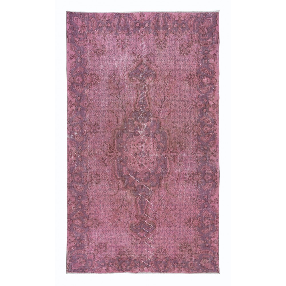 Pink & Violet Purple Handmade Area Rug from Turkey, Room Size Upcycled Carpet, Modern Living Room Carpet