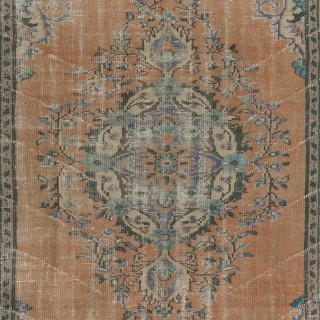 Traditional Vintage Turkish Rug with Medallion, Handmade Village Rug