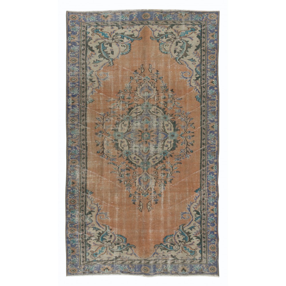 Traditional Vintage Turkish Rug with Medallion, Handmade Village Rug