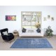 Sky Blue Modern Area Rug, Handwoven and Handknotted in Turkey. Floral Patterned Living Room Carpet