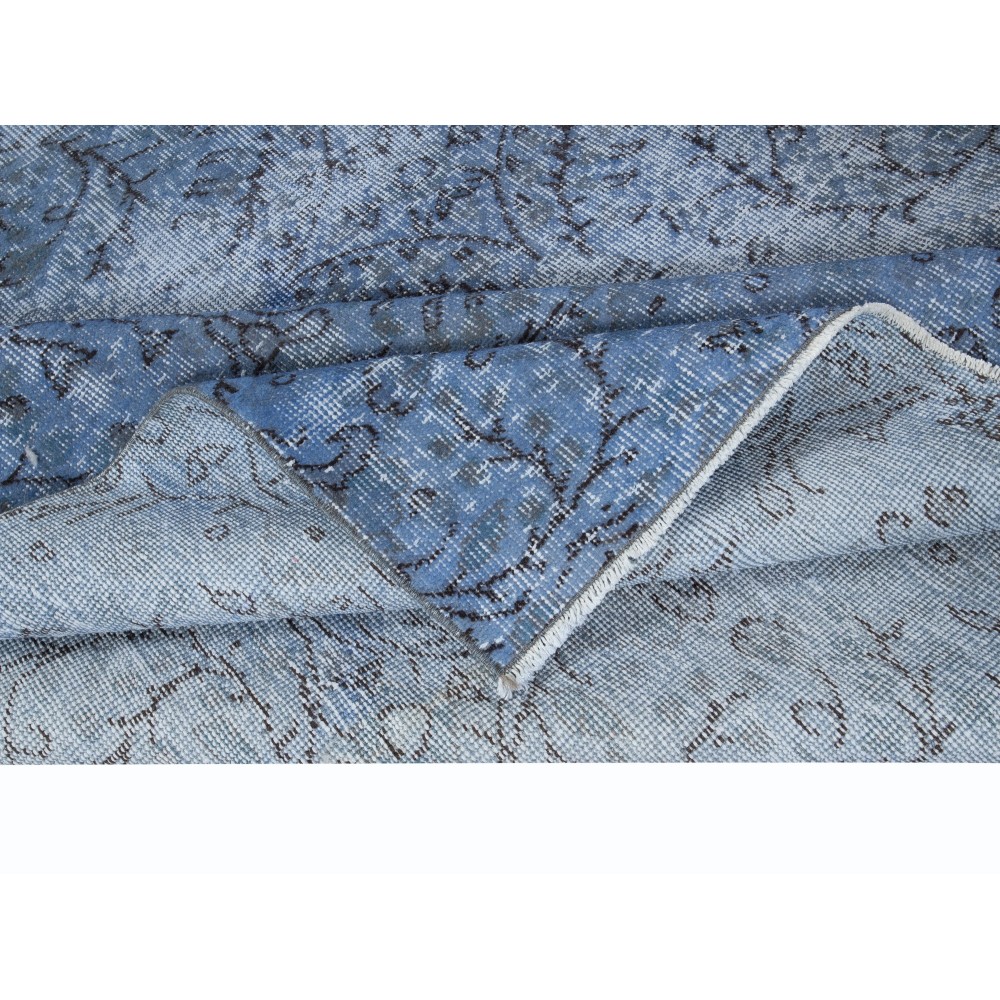 Sky Blue Modern Area Rug, Handwoven and Handknotted in Turkey. Floral Patterned Living Room Carpet