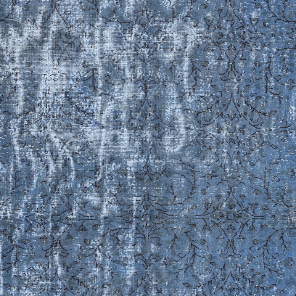 Sky Blue Modern Area Rug, Handwoven and Handknotted in Turkey. Floral Patterned Living Room Carpet