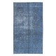 Sky Blue Modern Area Rug, Handwoven and Handknotted in Isparta, Turkey. Floral Patterned Living Room Carpet