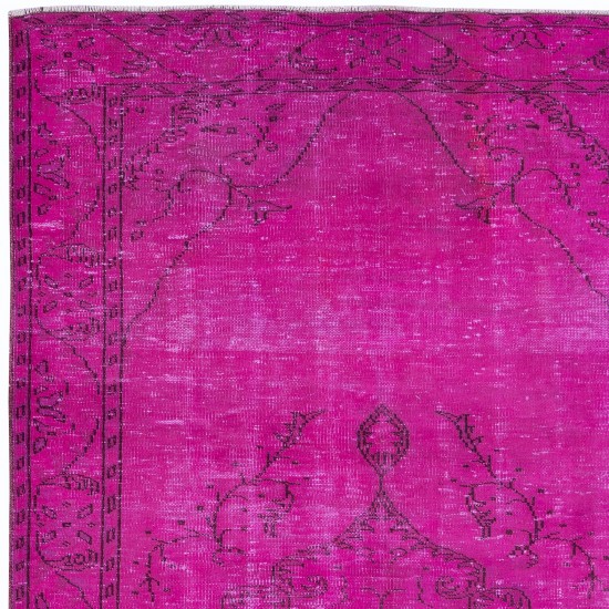 Contemporary Wool Area Rug in Pink, Handknotted in Turkey