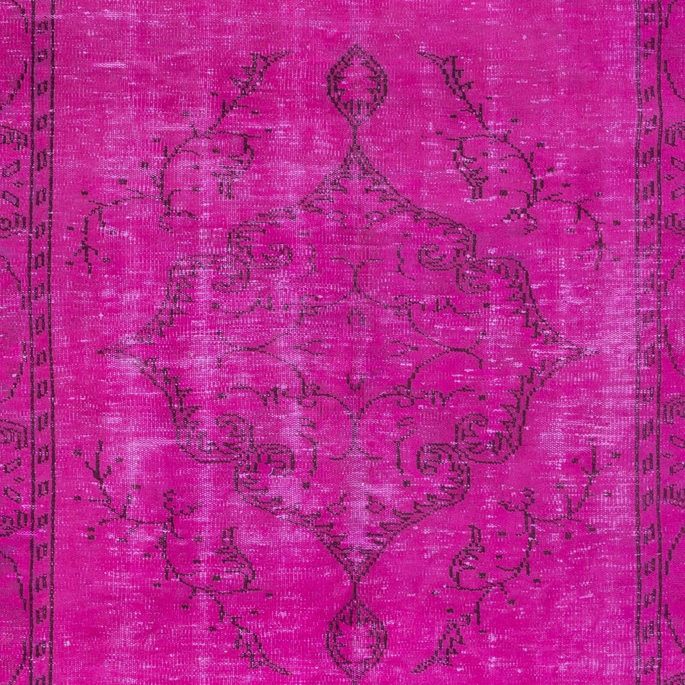 Contemporary Wool Area Rug in Pink, Handknotted in Turkey