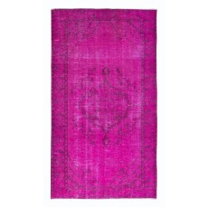 Contemporary Wool Area Rug in Pink, Handknotted in Turkey