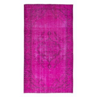 Contemporary Wool Area Rug in Pink, Handknotted in Turkey
