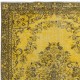 Yellow Handmade Area Rug with Medallion Design, Living Room Carpet, Kitchen Floor Covering