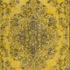 Yellow Handmade Area Rug with Medallion Design, Living Room Carpet, Kitchen Floor Covering