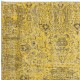 Decorative Handmade Turkish Area Rug in Yellow with Medallion Design