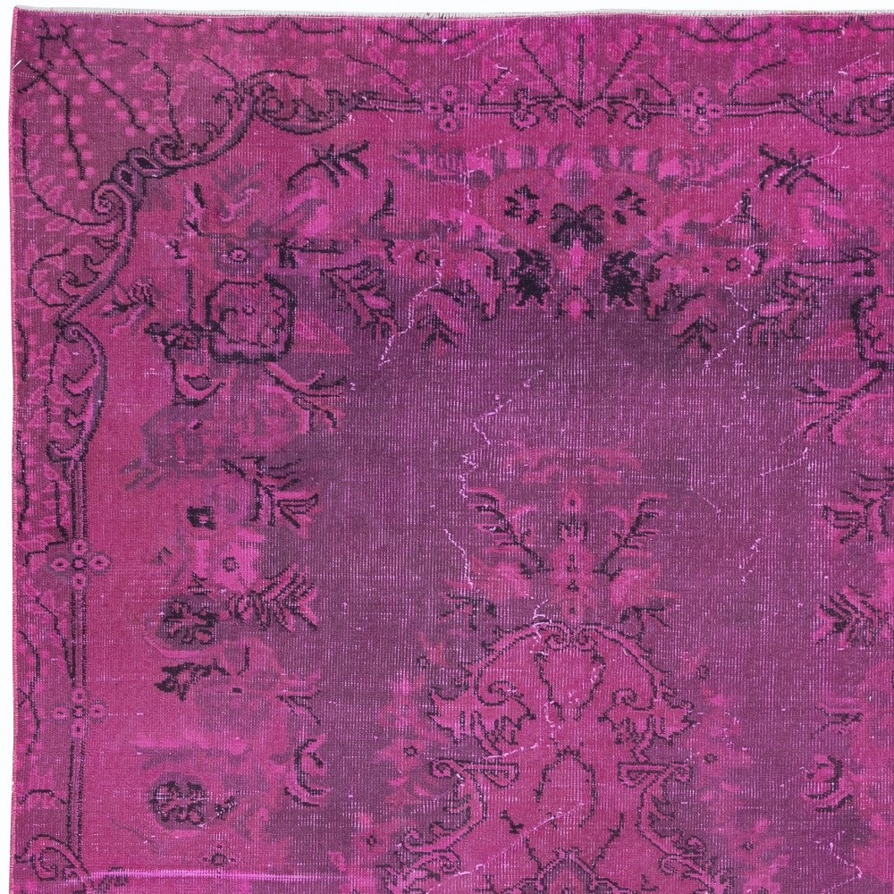 Pink Handmade Contemporary Rug, Turkish Carpet with Medallion, Living Room Rug