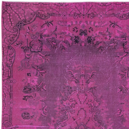 Pink Handmade Contemporary Rug, Turkish Carpet with Medallion, Living Room Rug