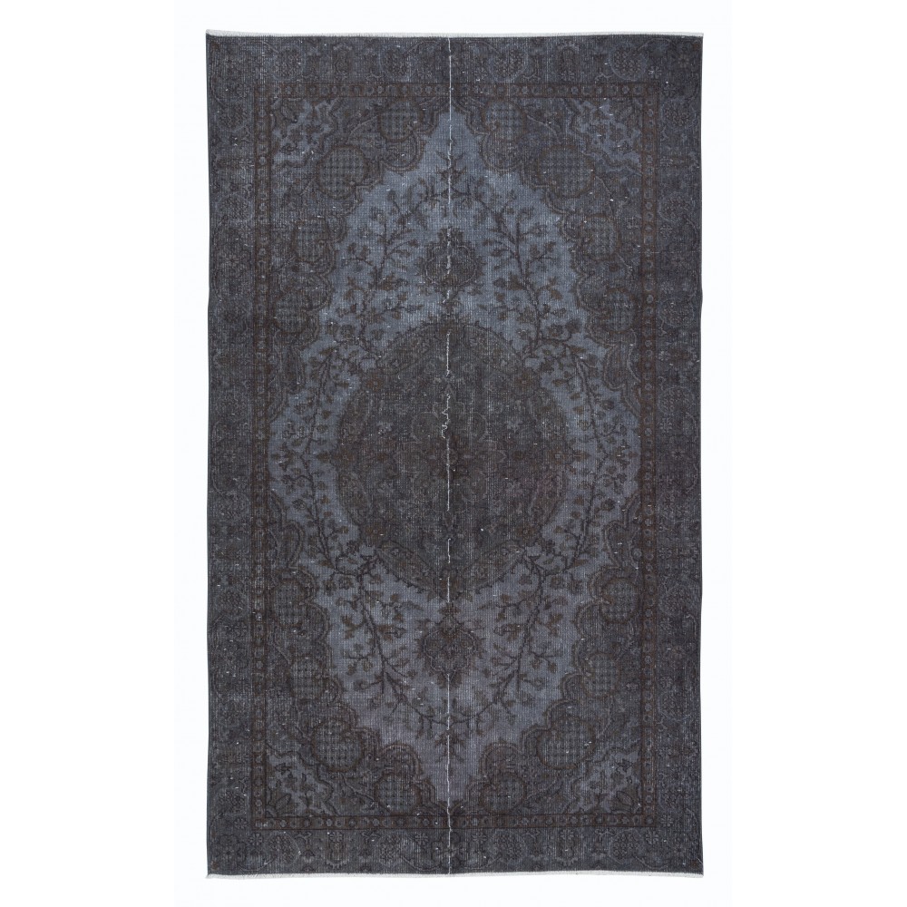 Gray Modern Area Rug, Room Size Overdyed Carpet, Handmade Living Room Carpet, Woolen Floor Covering