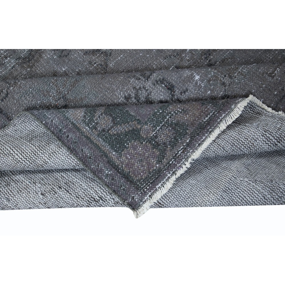 Contemporary Hand Knotted Wool Gray Area Rug, Turkish Upcycled Carpet