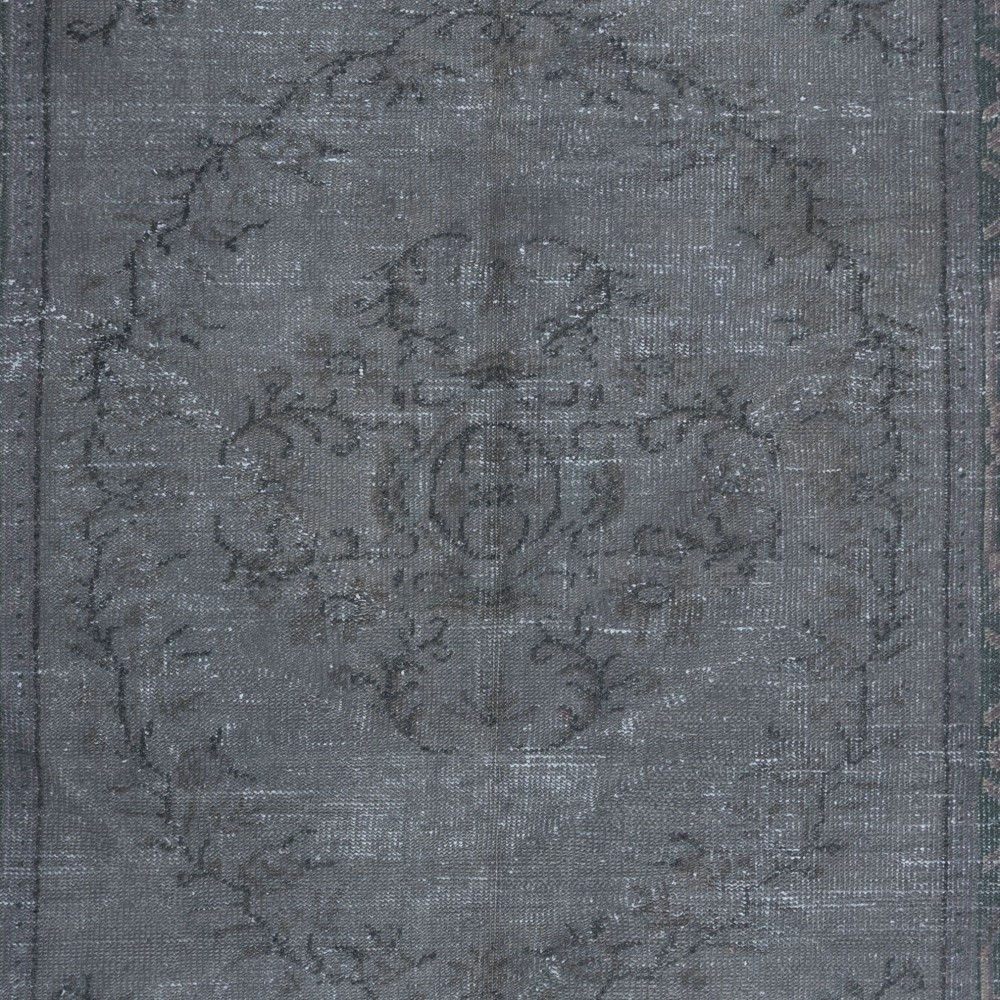 Contemporary Hand Knotted Wool Gray Area Rug, Turkish Upcycled Carpet