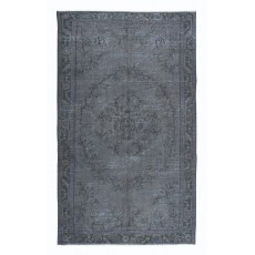 Contemporary Hand Knotted Wool Gray Area Rug, Turkish Upcycled Carpet
