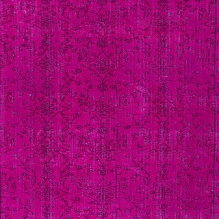 Modern Handmade Turkish Bohem Rug in Hot Pink with Floral Design