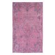 Contemporary Handmade Turkish Area Rug in Soft Pink, Floral Design Wool Carpet