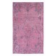 Contemporary Handmade Turkish Area Rug in Soft Pink, Floral Design Wool Carpet