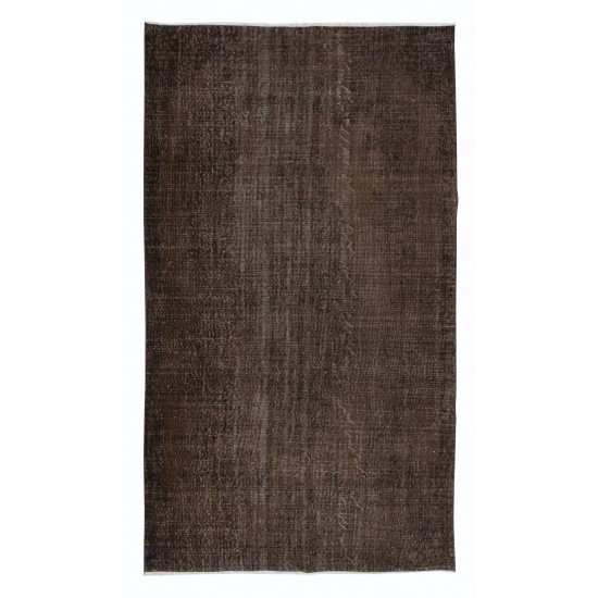 Decorative Vintage Rug in Brown, Handwoven and Handknotted in Turkey