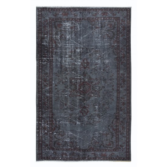 Modern Hand Knotted Area Rug in Maroon Red & Gray. Living Room Carpet from Turkey