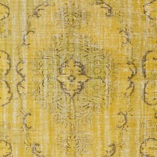 Upcycled Handmade Turkish Area Rug, Yellow Over-Dyed Carpet for Home & Office Decor