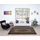 Modern Turkish Area Rug, Brown Handmade Carpet with Medallion Design