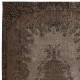 Rustic Turkish Area Rug, Brown Handmade Modern Carpet with Medallion Design