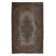 Modern Turkish Area Rug, Brown Handmade Carpet with Medallion Design