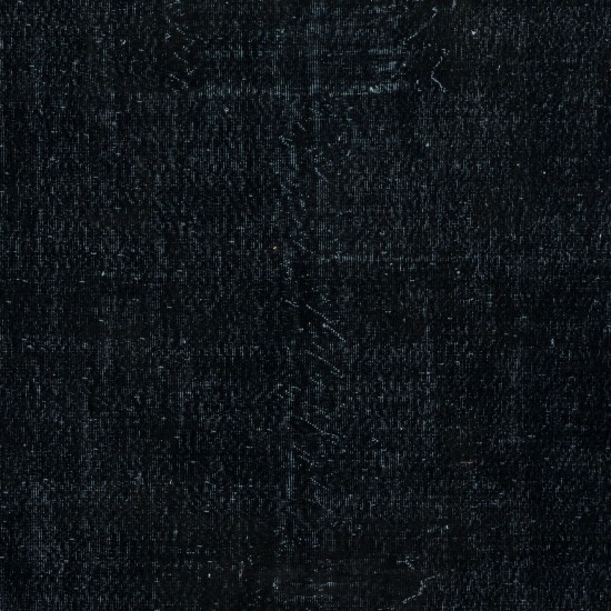Plain Black Area Rug, Handknotted and Handwoven in Turkey