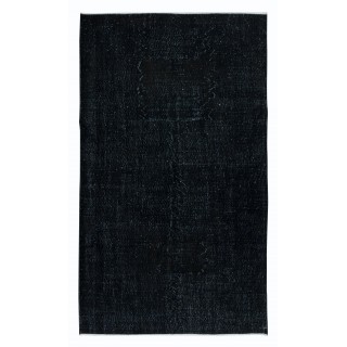 Plain Black Area Rug, Handknotted and Handwoven in Turkey