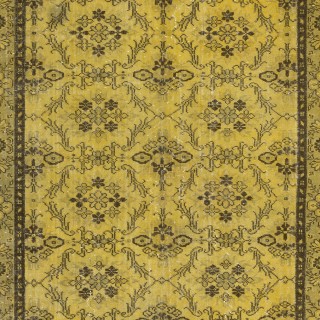 Yellow Turkish Area Rug, Floral Pattern Handmade Carpet, Modern Floor Covering