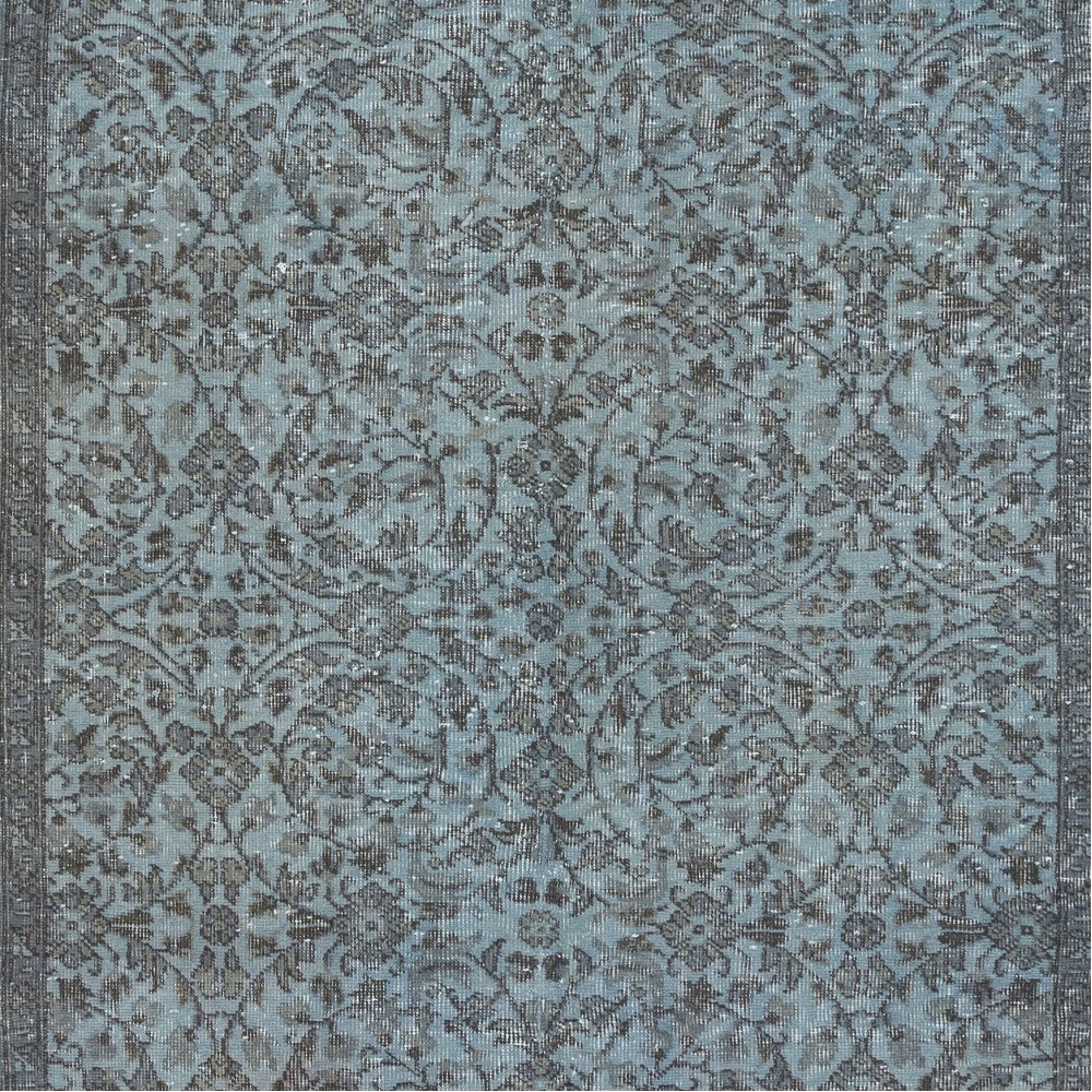 Sky Blue Handmade Turkish Floral Pattern Rug for Living Room, Entrance, Bedroom, Dining Room & Kids Room