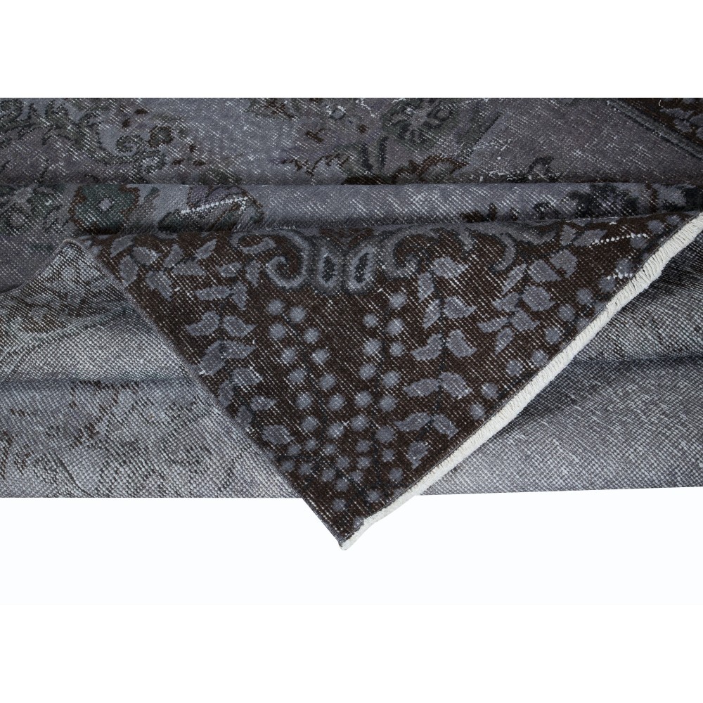 Gray Handmade Turkish Indoor Outdoor Rug with Medallion, Ideal for Modern Interiors