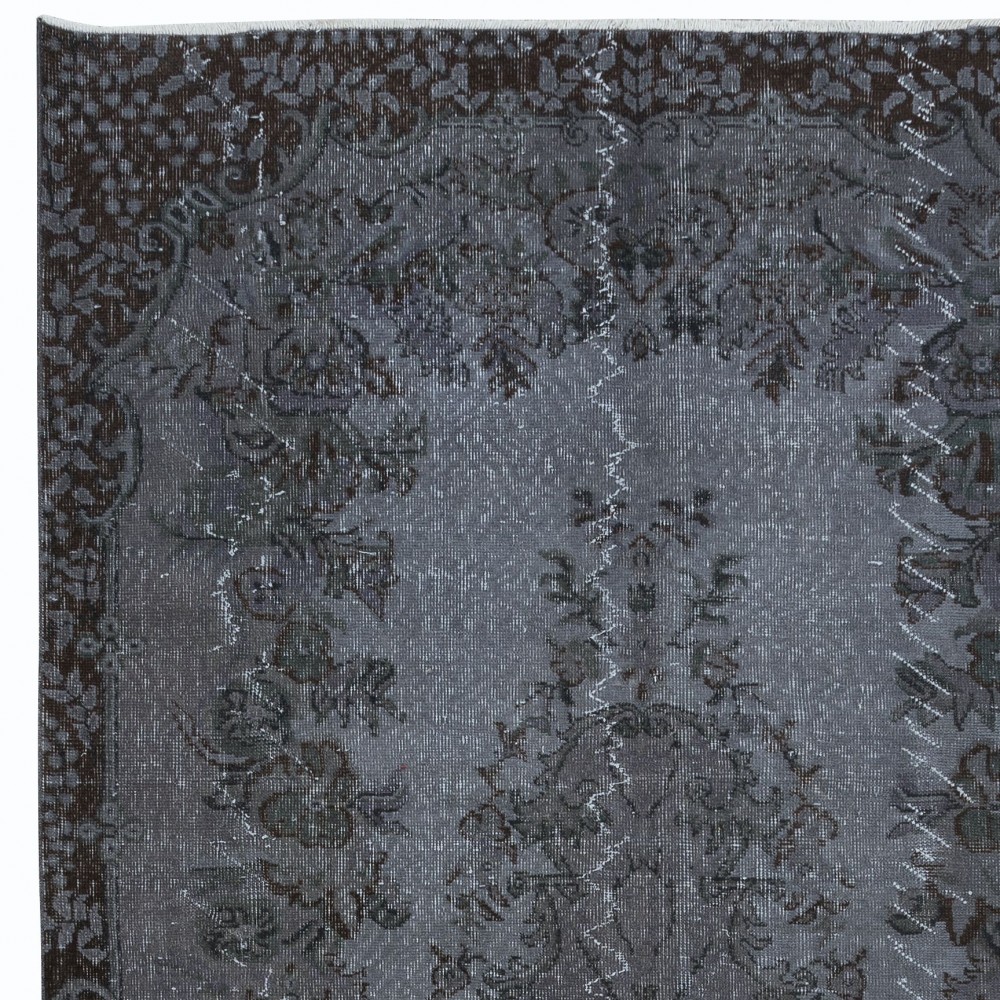 Gray Handmade Turkish Indoor Outdoor Rug with Medallion, Ideal for Modern Interiors