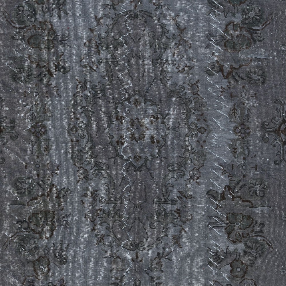 Gray Handmade Turkish Indoor Outdoor Rug with Medallion, Ideal for Modern Interiors
