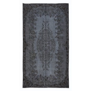 Gray Handmade Turkish Indoor Outdoor Rug with Medallion, Ideal for Modern Interiors