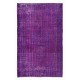 Modern Handmade Turkish Rug in Purple & Purplish Blue. Room Size Upcycled Living Room Carpet