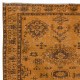 Orange Handmade Turkish Area Rug with Medallions and Flower Motifs