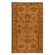 Orange Handmade Turkish Area Rug with Medallions and Flower Motifs