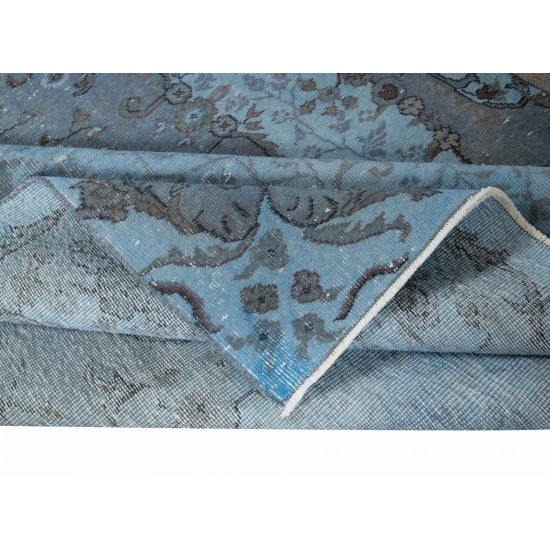 Sky Blue Modern Area Rug, Handwoven and Handknotted in Isparta, Turkey