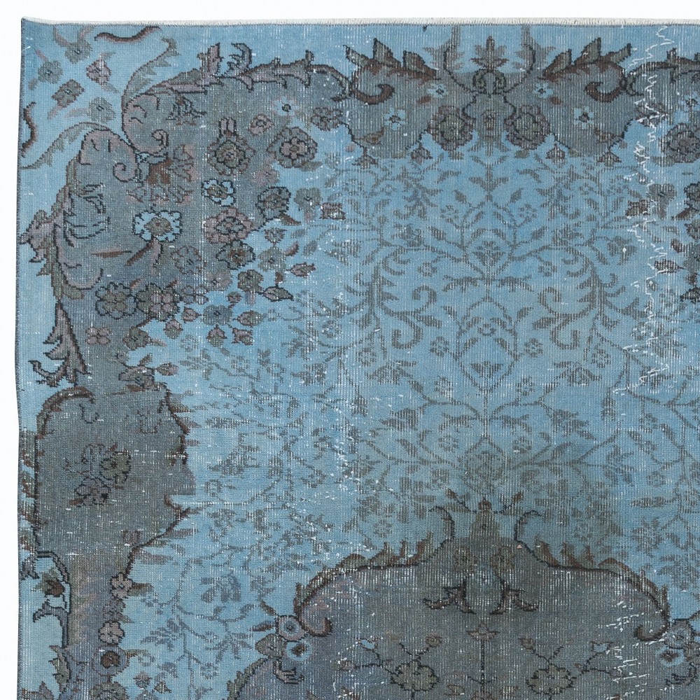 Sky Blue Modern Area Rug, Handwoven and Handknotted in Turkey