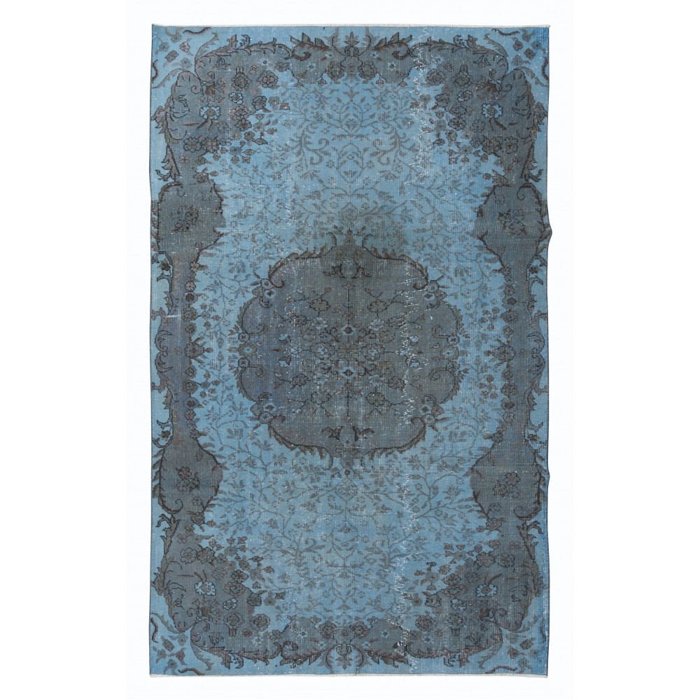Sky Blue Modern Area Rug, Handwoven and Handknotted in Turkey