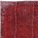Distressed Hand Knotted Rug in Dark Red, Anatolian Carpet for Modern Interiors