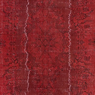 Distressed Hand Knotted Rug in Dark Red, Anatolian Carpet for Modern Interiors Distressed Hand Knotted Rug in Dark Red, Anatolian Carpet for Modern Interiors