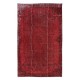 Distressed Hand Knotted Rug in Dark Red, Anatolian Carpet for Modern Interiors