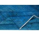 Chinese Art Deco Inspired Handmade Blue Re-Dyed Area Rug for Modern Interiors