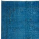 Chinese Art Deco Inspired Handmade Blue Re-Dyed Area Rug for Modern Interiors