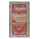 Unusual Mid-20th Century Art Deco Rug, Hand Knotted Carpet in Red & Beige